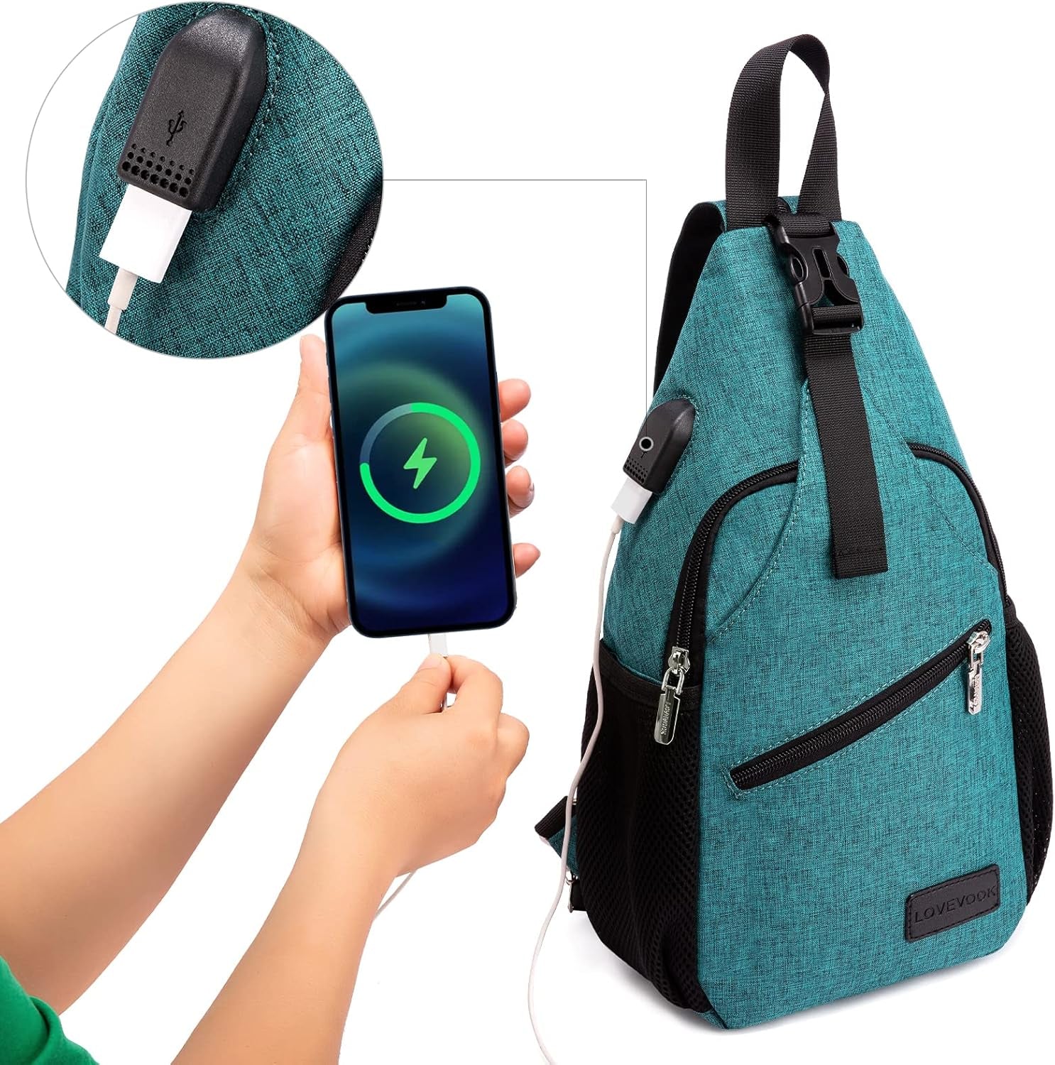 Sling Bag for Women Casual Daypack Nylon Crossbody Sling Backpack Travel Shoulder Bag Hiking Daypack