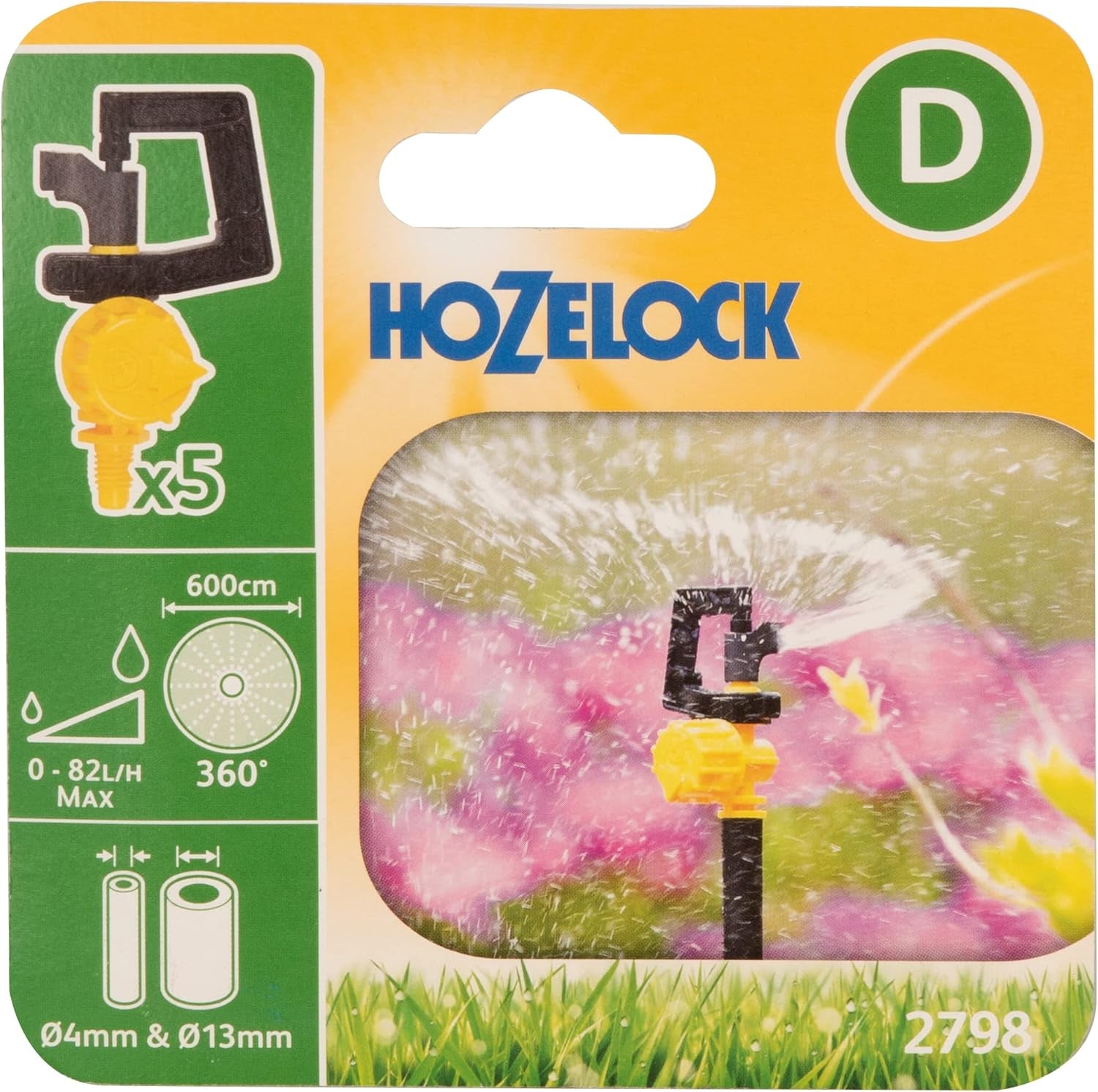 - Micro Sprinkler Adjustable 360° Vari Rotor Spray In-Line, Ø 13 Mm and End-Of-Line Ø 4 Mm : Adjustable Flow 0-82 LPH, 600 Cm Coverage, Strength and High Distribution [2798 0005]