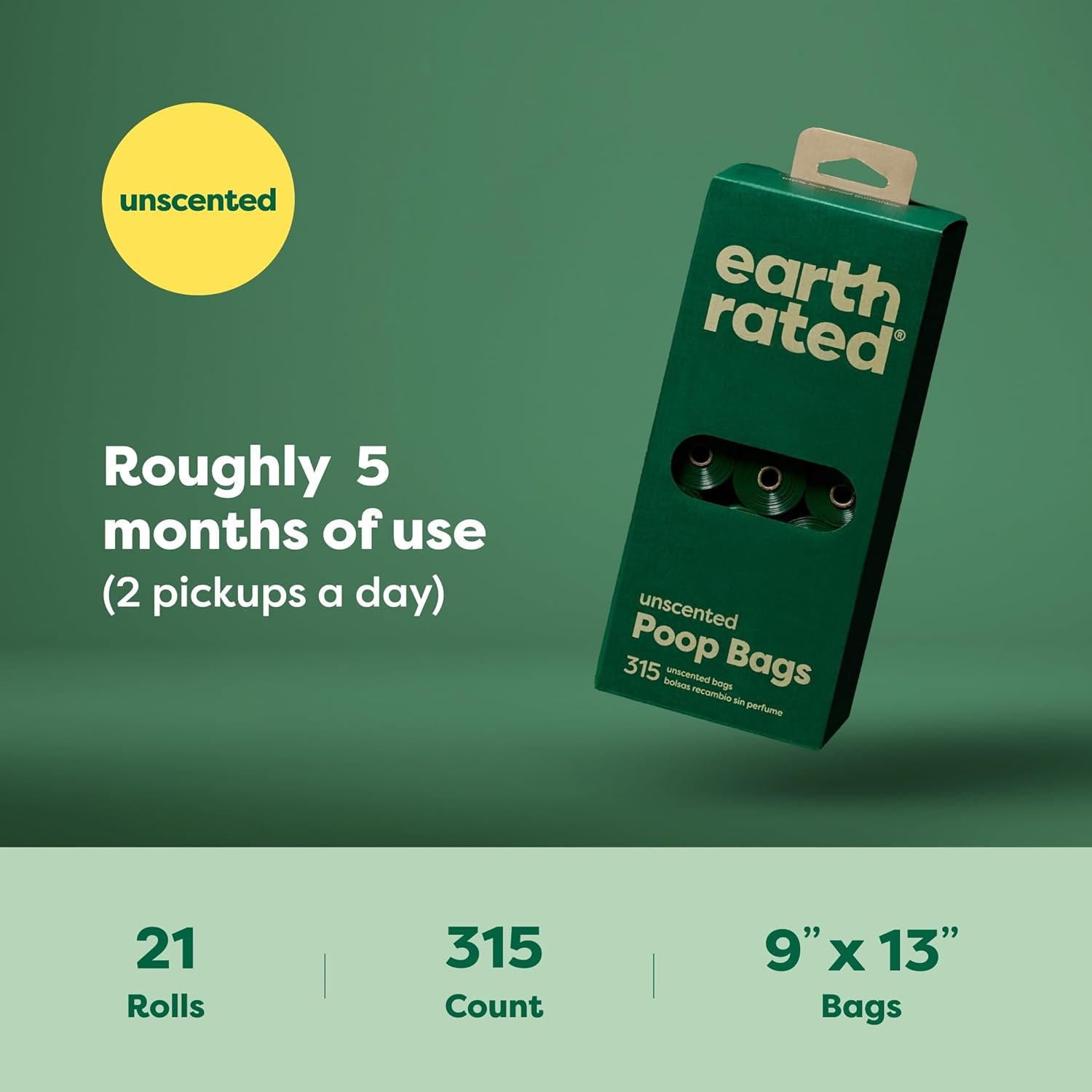 Dog Poo Bags, Guaranteed Leak Proof and Extra Thick Waste Bag Single Refill Rolls for Dogs, Unscented, 315 Count