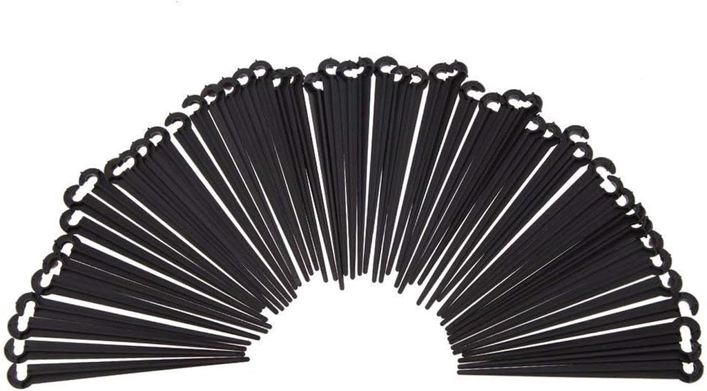 Gardening Emitter Dripper，Hook Fixed Stems Support Holder，Adjustable Micro Flow Drip Watering Sprinkler for 4/7 Drip Irrigation Water Hose (100Pcs Support Stakes)