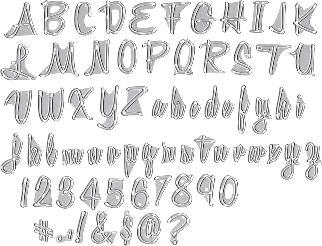 Thinlits Die Set 69Pk-Script Upper & Lower by Tim Holtz, Metal, Silver, 19.1 X 14.4 X 0.4 Cm