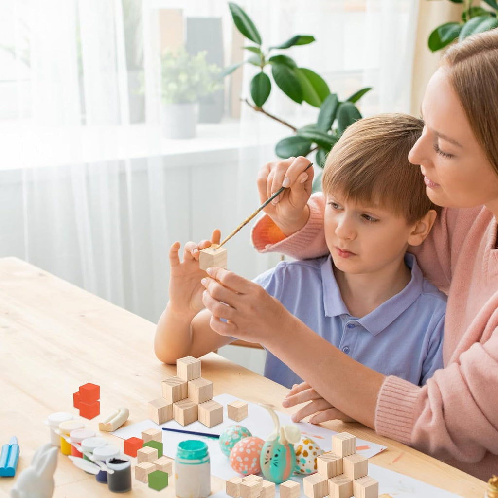 Small Wooden Cubes, 500 PCS Wooden Blocks for Craft, Natural Square Wood Blocks Educational Wood Craft Cubes Unfinished Wood Cubes for DIY Handmade Decoration Woodcrafts