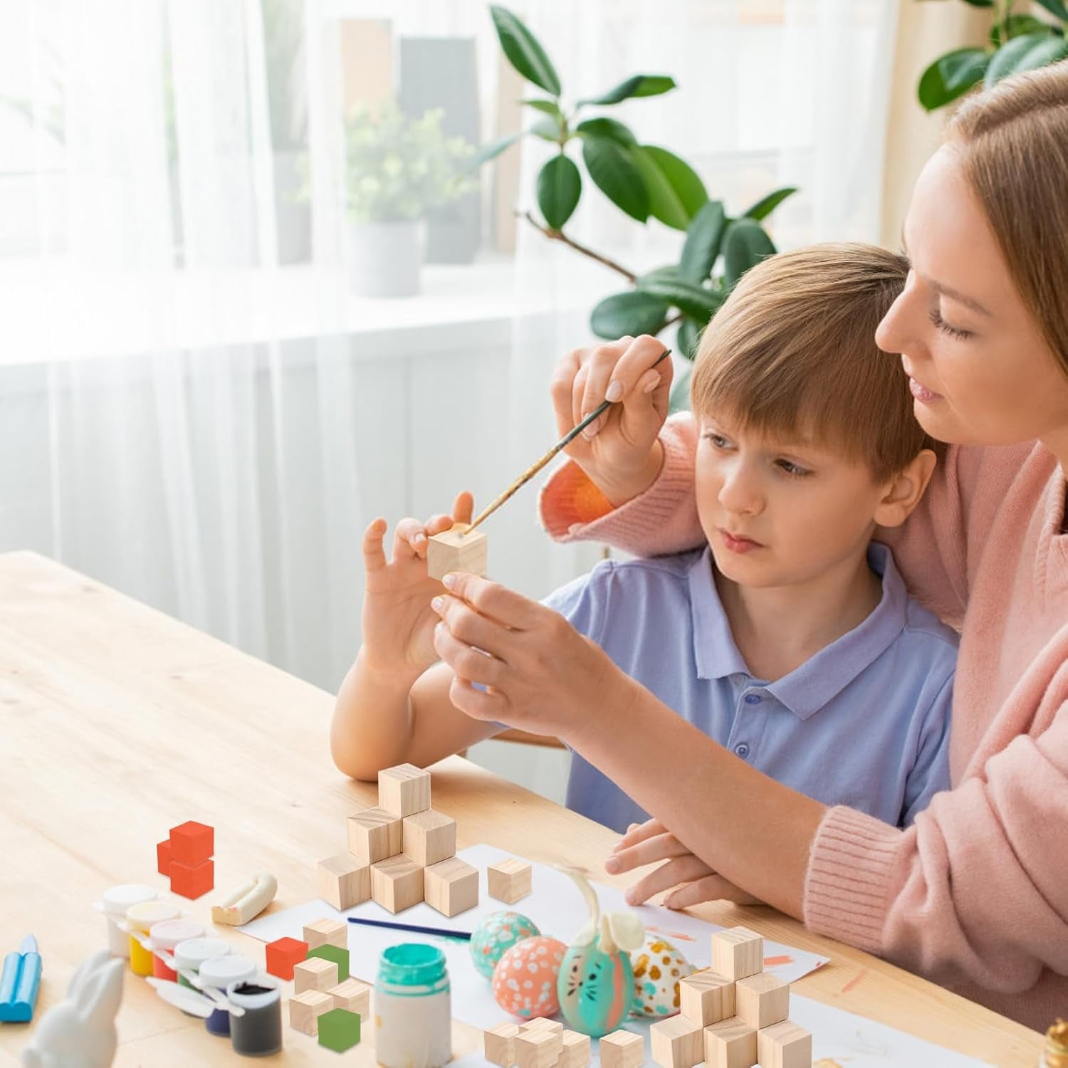 Small Wooden Cubes, 500 PCS Wooden Blocks for Craft, Natural Square Wood Blocks Educational Wood Craft Cubes Unfinished Wood Cubes for DIY Handmade Decoration Woodcrafts