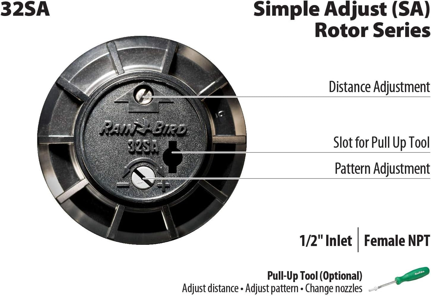32SA/4PKS Simple Adjust 32SA Gear Drive Rotor, Adjustable 40° - 360° Pattern, 19' - 32' Spray Distance, 4-Pack