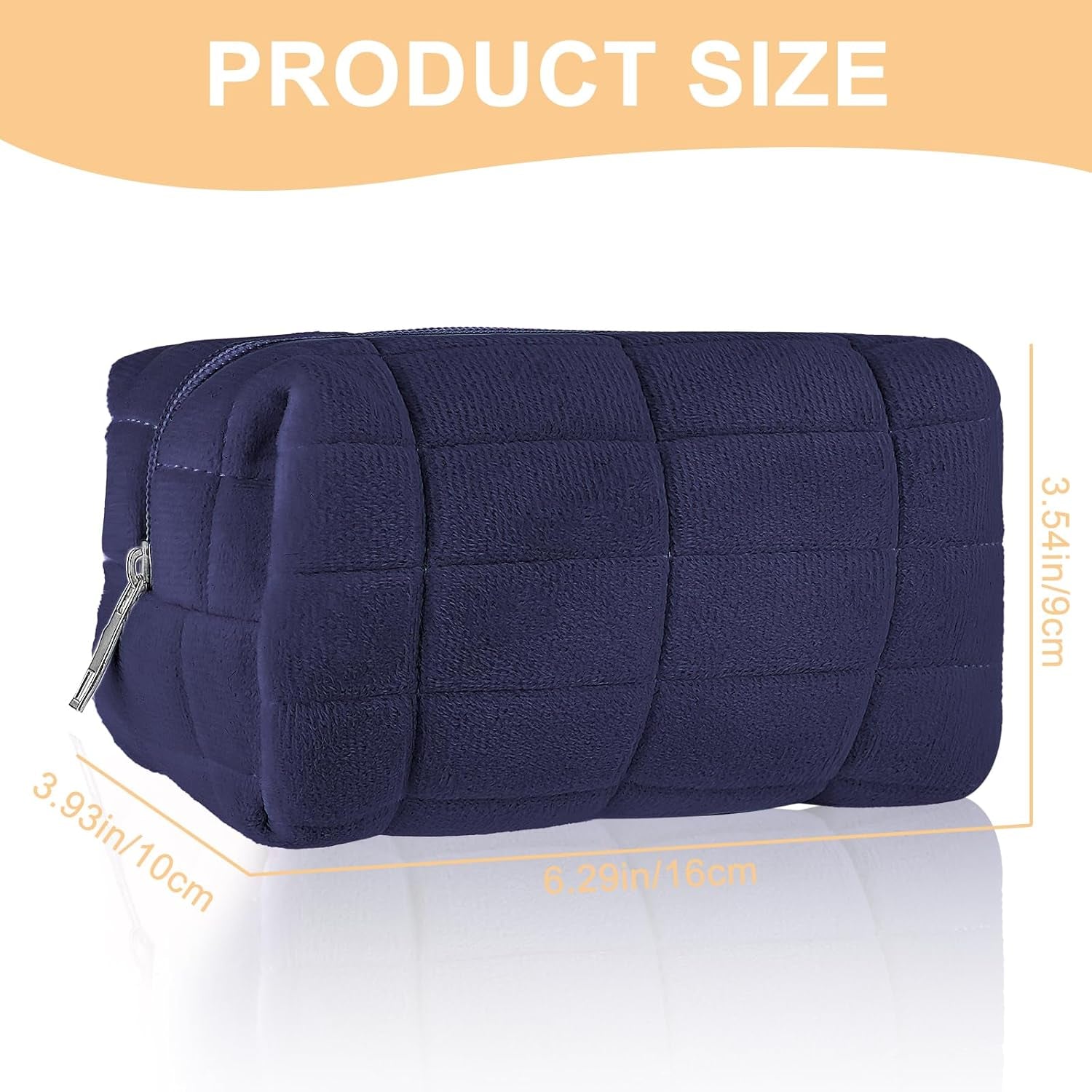 Makeup Bag Soft Pouch Pencil Case Aesthetic Cosmetic Pouch Bathroom Shower Fuzzy Plush Toiletry Organizer Make up Organize Accessories Travel Bag Y2K Purse Containers Women (Navy)