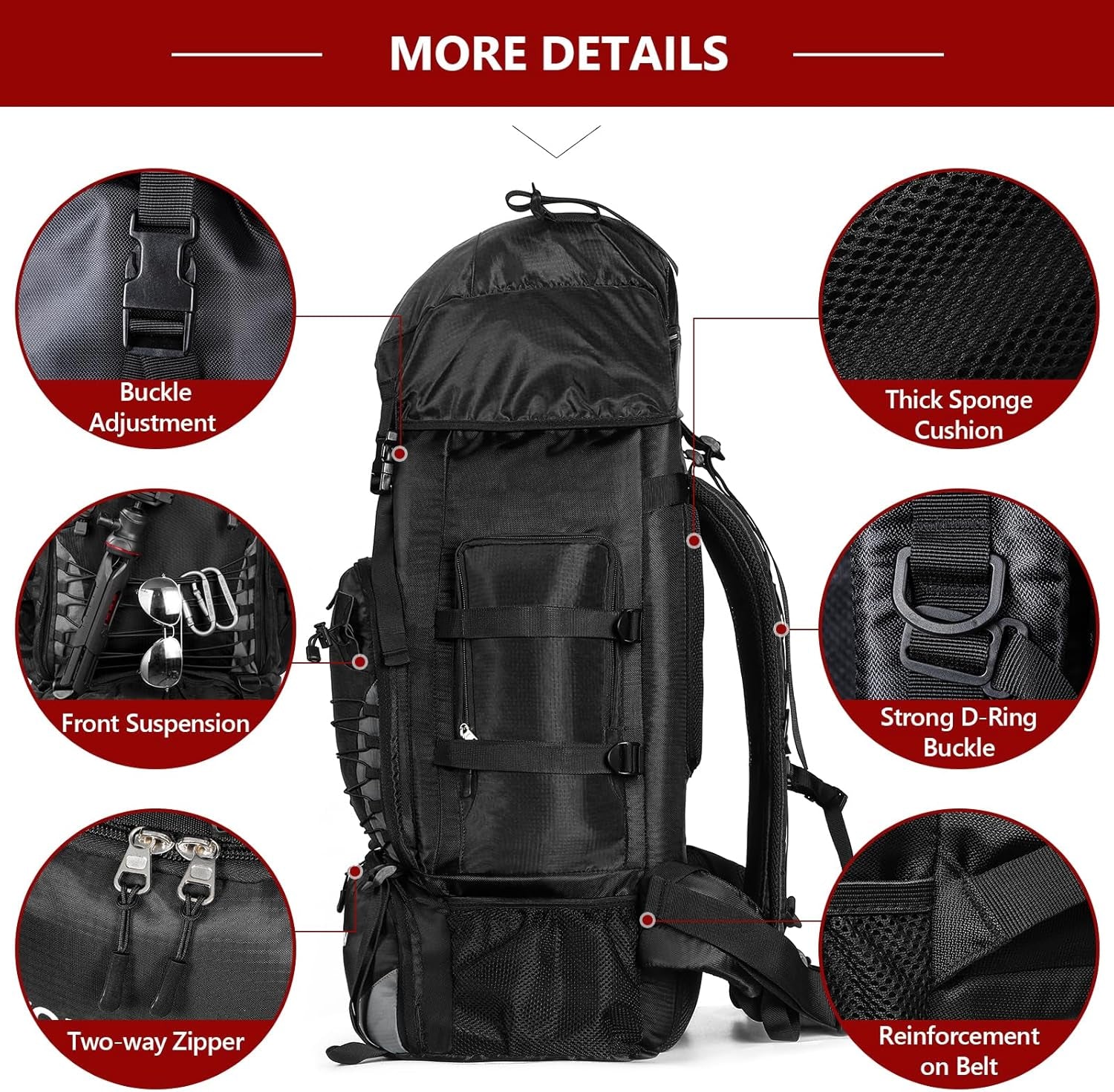 90L Hiking Backpack, Waterproof Camping Bag with Rain Cover, Lightweight Backpacking Back Pack