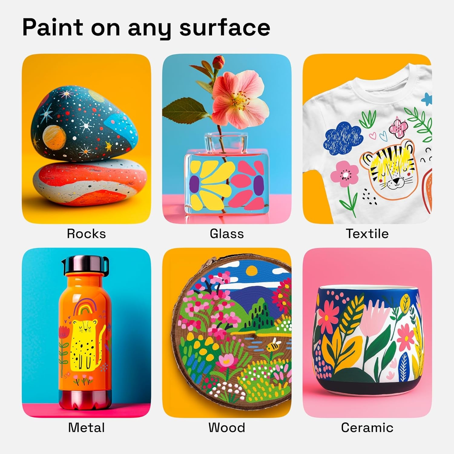 24 Colors Acrylic Paint Pens Art Set Dual Tip (Fine 1Mm + Dot 5Mm), Acrylic Markers for Fabric, Canvas, Rock, Glass, Wood, Paper, DIY, Paint Markers for Kids and Adults