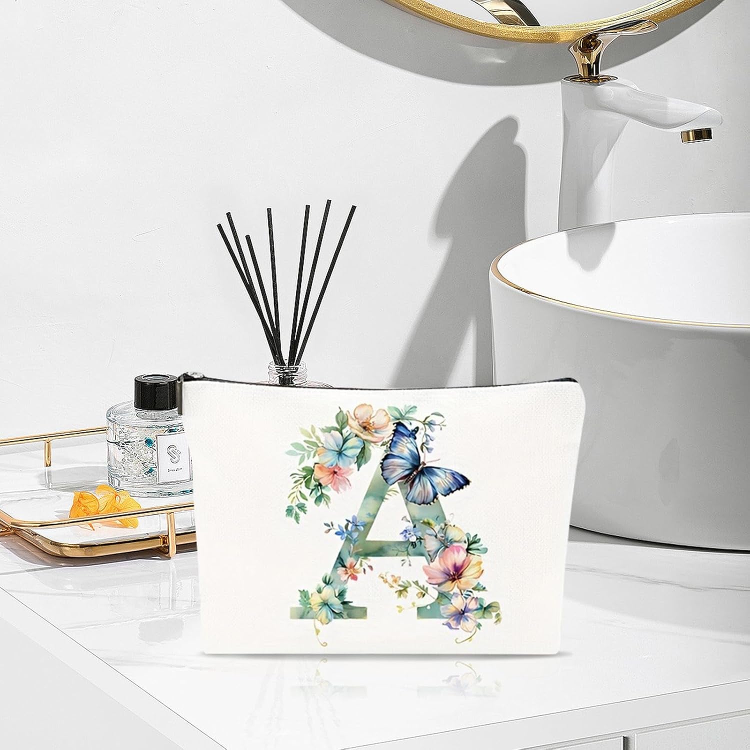 Small Makeup Bag for Handbag, Travel Toiletry Organiser, Makeup Brush Pouch Cosmetic Bags, Music Alphabet Animal Theme Bag, Compact Portable Storage for Women Girls