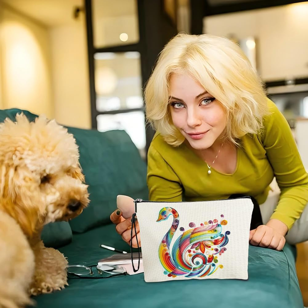 Small Makeup Bag for Handbag, Travel Toiletry Organiser, Makeup Brush Pouch Cosmetic Bags, Music Alphabet Animal Theme Bag, Compact Portable Storage for Women Girls