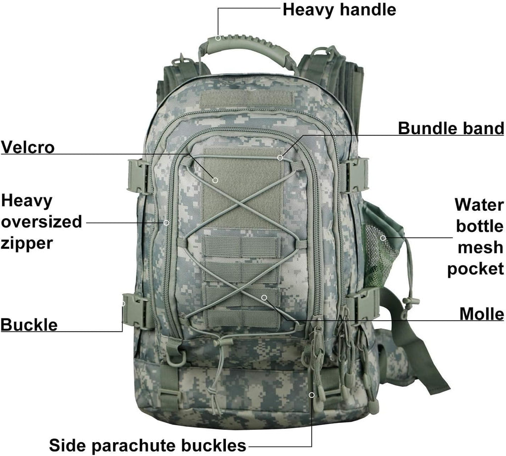 Tactical Backpack Military Hiking Daypack - Molle Backpack for Men 3 Day Assault Pack Bug Out Bag for Camping (AC Camo)