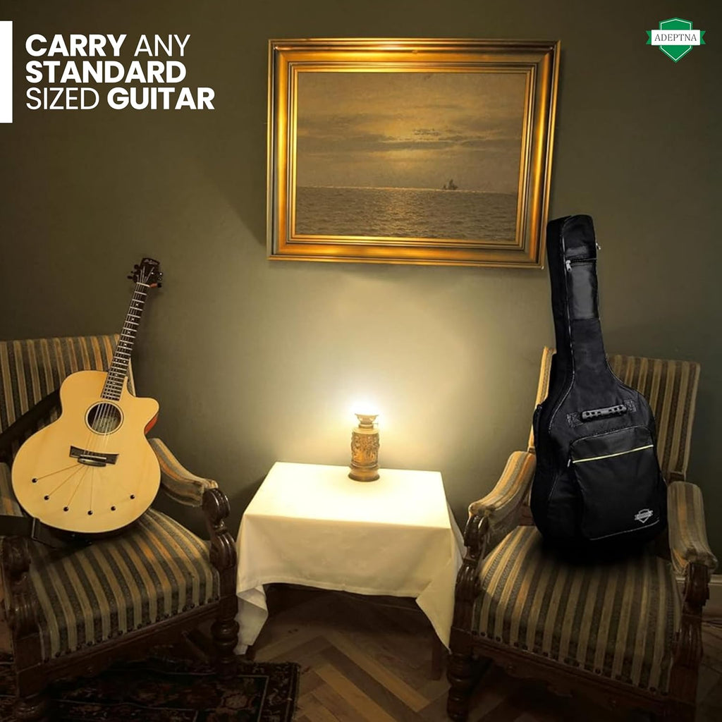 Heavy Duty Full Size Padded Protective Waterproof Classical Acoustic Guitar Back Bag Carry Case-Fully Waterproof Cover, Foam Padding- Black