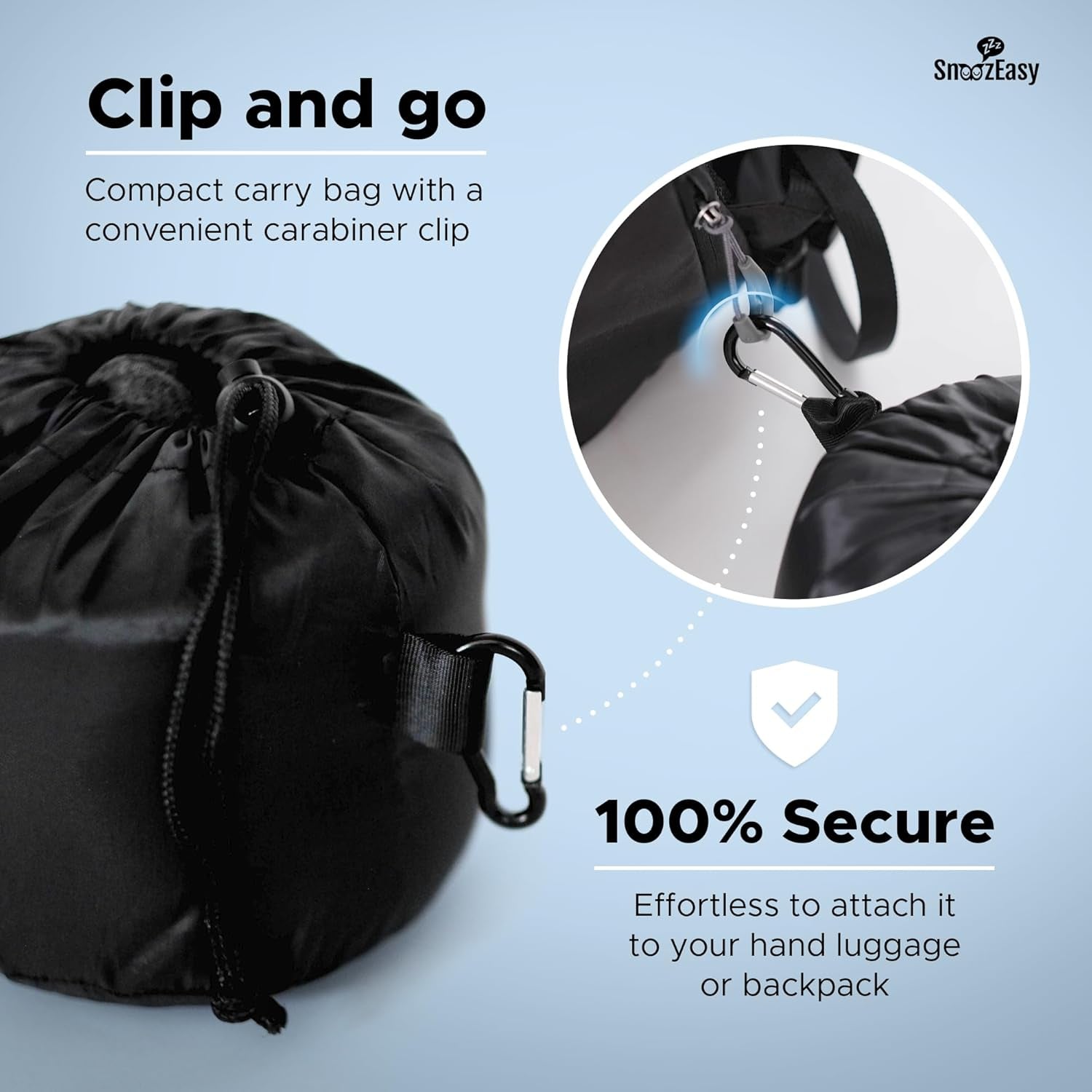 Travel Pillow for Adults | High-Density Memory Foam Neck Pillow for Airplane | Adjustable Flight Travel Cushion with Eye Mask, Ear Plugs, Carry Bag & Carabiner Clip | UK Brand