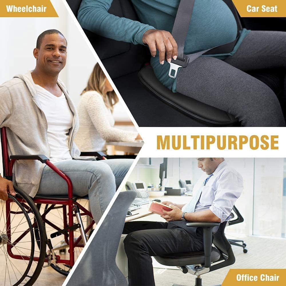 Seat Cushion, Car Seat Cushion Memory Foam Cushion Soft Driver Seat Pad, Non Slip Car Seat Protector Comfort Universal for Home Car Office Chair Use - 1Pack