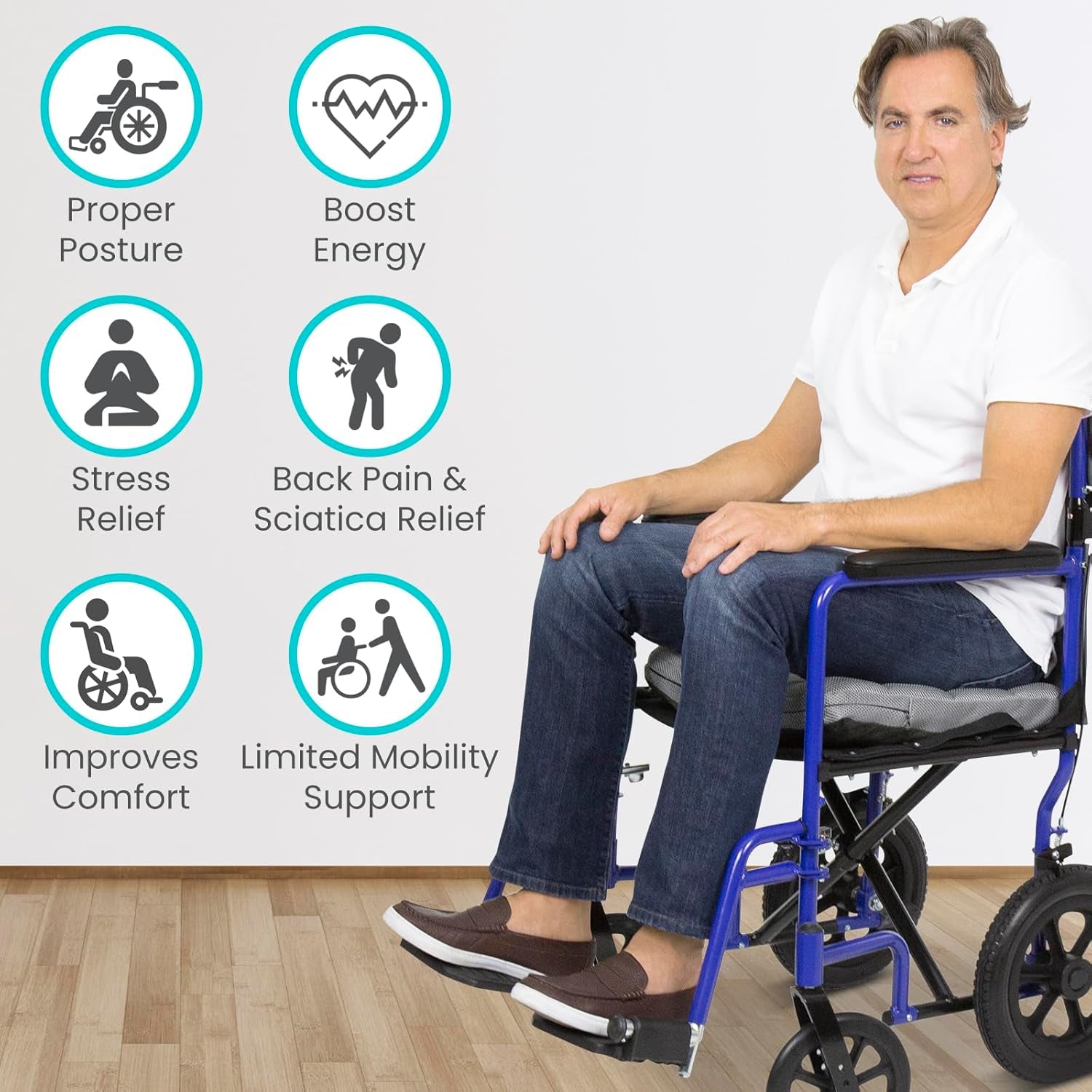 Air Seat Cushion - Pressure Relief Back Support Pad for Tailbone, Sciatica, Coccyx Pain - Orthopedic Seating for Car, Office Chair, Wheelchair, Travel - Portable and Inflatable - Soft or Firm