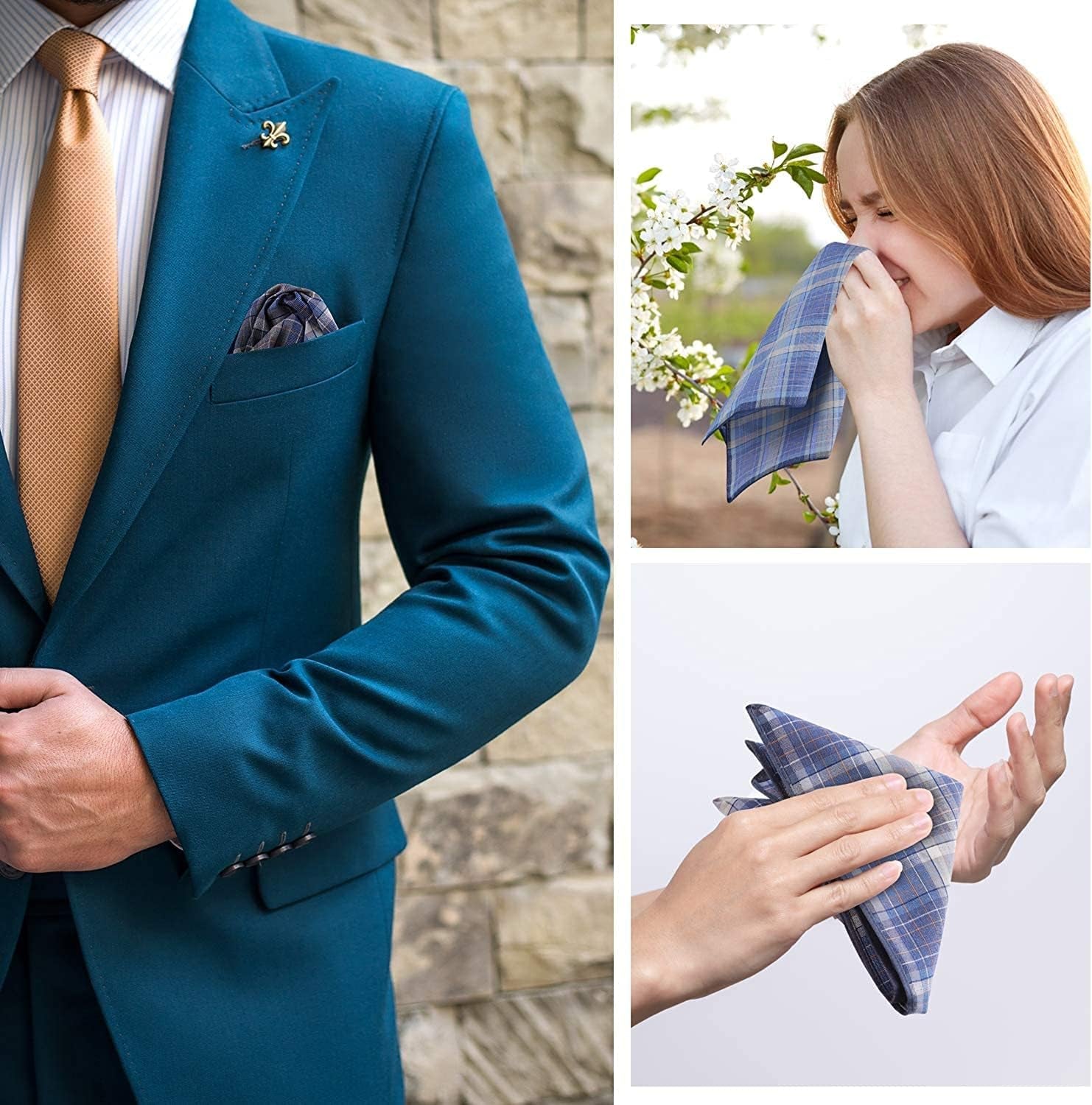 Mens Handkerchiefs, 12 Pack Men'S Handkerchiefs, Handkerchiefs for Men Cotton, 100% Cotton Classic Pocket Handkerchief for Weddings, Prom, Celebration, Gift for Men