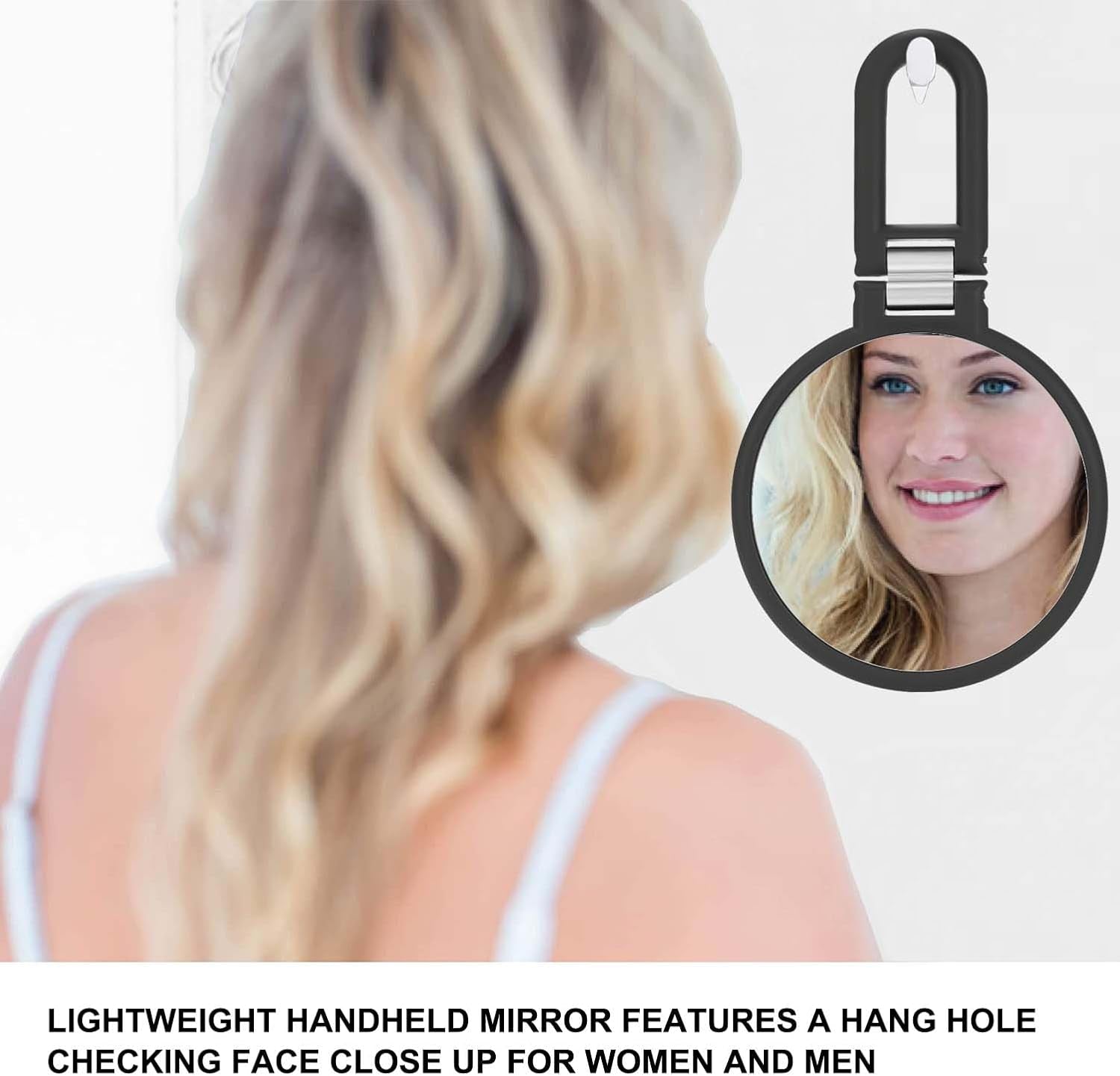 Magnifying Handheld Mirror Double Sided, 1X 15X Magnification Hand Mirrors, Travel Folding Hand Held Mirror, 360°Rotation Pedestal Makeup Vanity Mirror