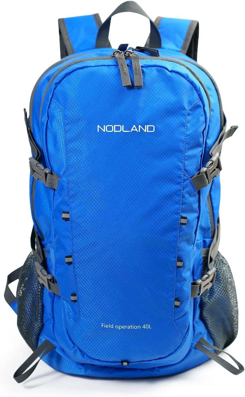 NODLAND Lightweight Backpack, Travel 40L Foldable Water-Resistant Daypack, Hiking Outdoor Camping Rucksack for Men Women