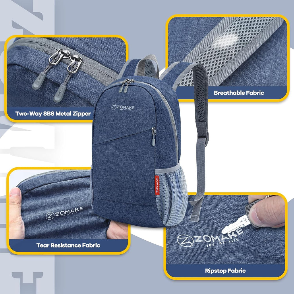 Ultra Lightweight Packable Backpack 10L, Small Daypack Light Foldable Backpacks Water Resistant Day Bag for Hiking(Navy Blue)
