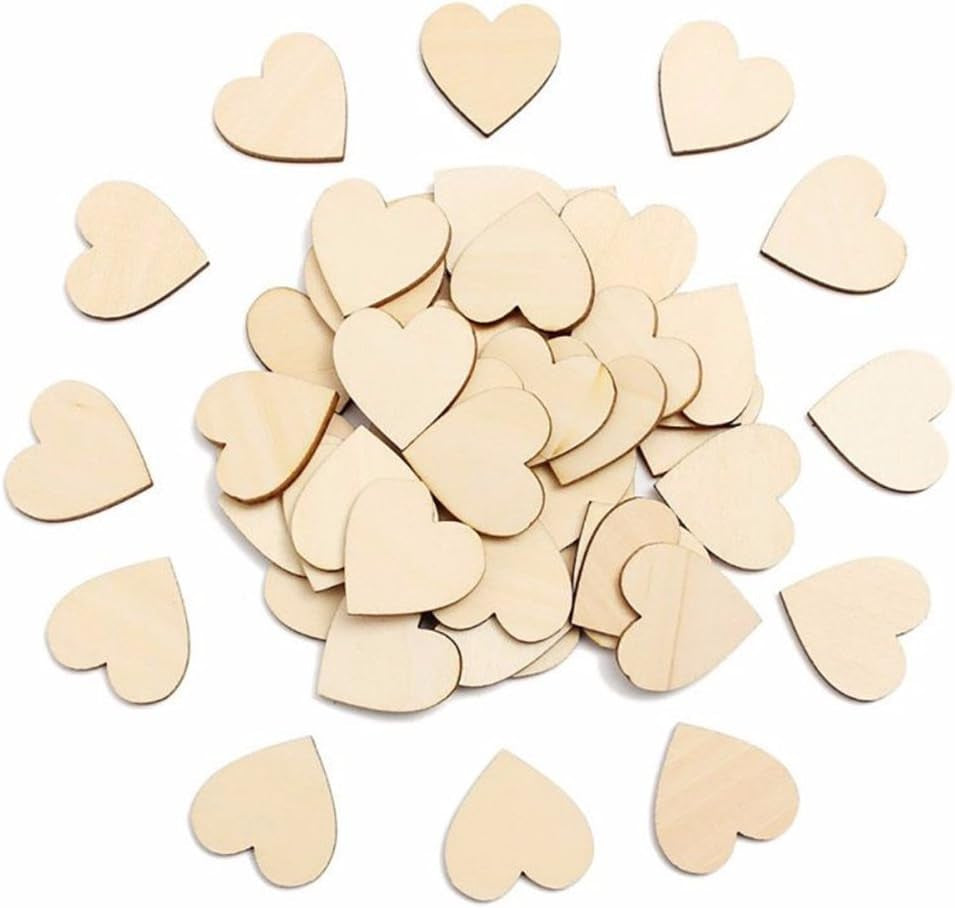 Rustic Wooden Hearts (5Cm) X100 - Love Heart Guest Book Accessory for Weddings Decoration