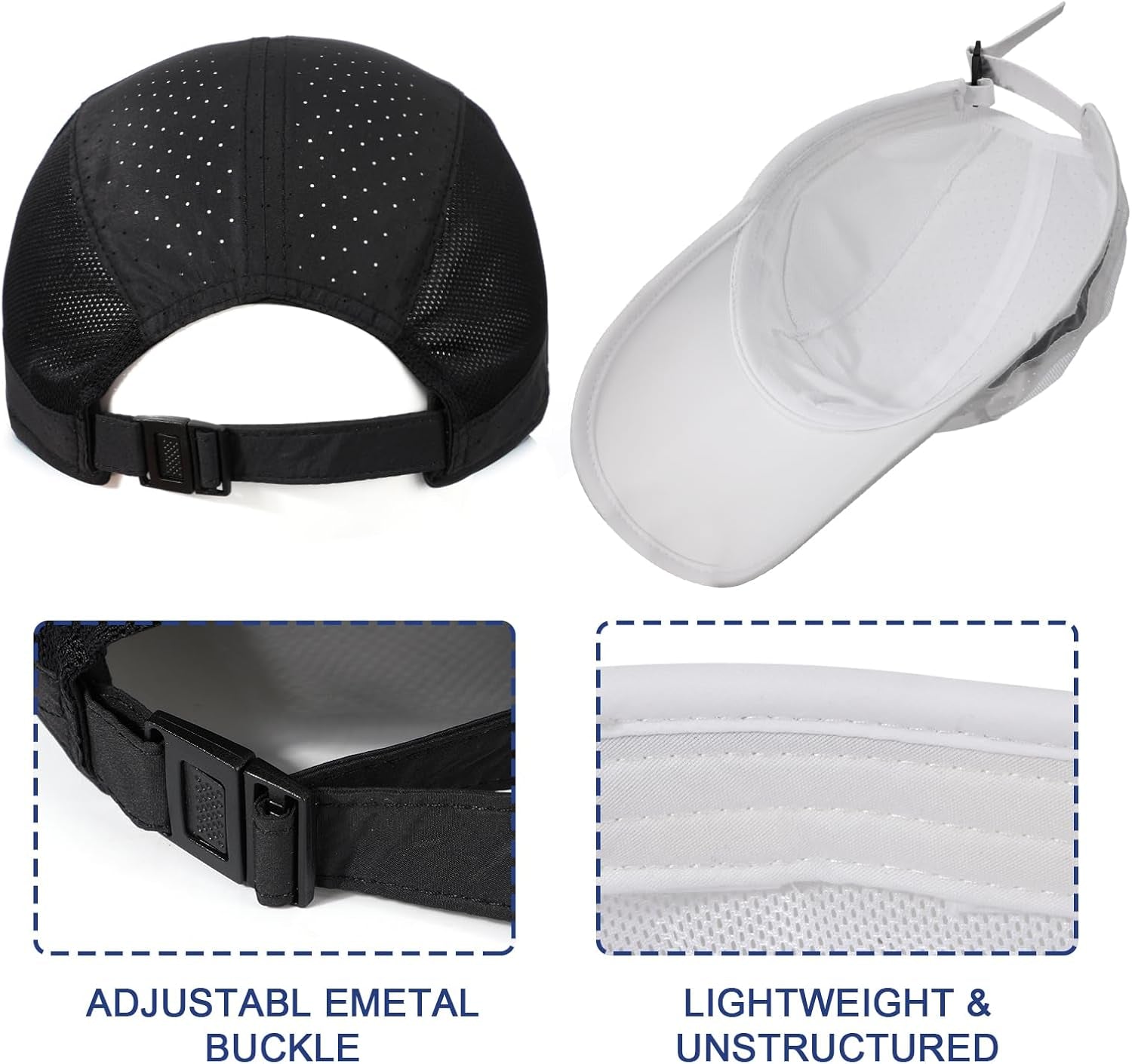 2 Packs Quick Dry Mens Baseball Cap,Sports Lightweight Running Caps Hat,Breathable Folding Mesh Adjustable Sun Hats, Summer UV Protection Outdoor Hats for Hiking Walking Climbing Fishing