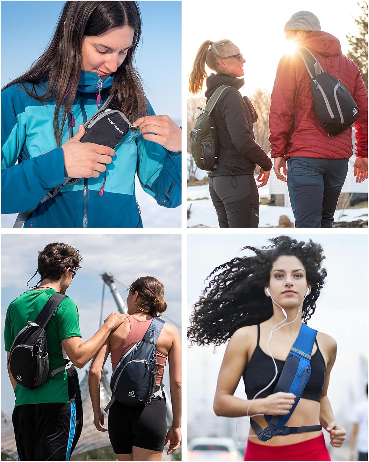 Crossbody Sling Bag Small Water Resistant Backpack Lightweight Shoulder Chest Daypack for Men Women Hiking Travel