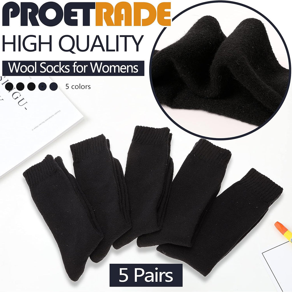 Merino Wool Thermal Socks for Womens Walking Winter Warm Thick Cosy Boot Crew Comfy Ladies Hiking Work Socks 5 Pack