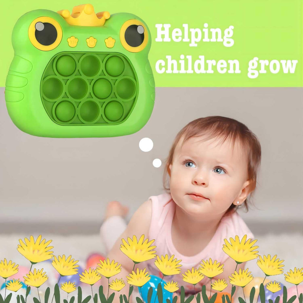 Pop Fidget Toys Handheld Light up Puzzle Game Machine & for Kids, Quick Push Games Educational Sensory Toys, Stress Relief Party Favors Toy Age 3-12 (Frog-G)