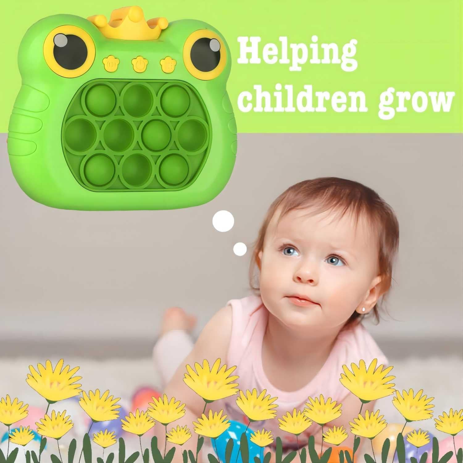 Pop Fidget Toys Handheld Light up Puzzle Game Machine & for Kids, Quick Push Games Educational Sensory Toys, Stress Relief Party Favors Toy Age 3-12 (Frog-G)