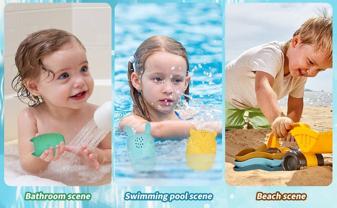 7-Piece Mold Free Silicone Baby Bath Toy Set for Infants 6-12 Months, Bathtub Toys for Toddlers 1-3, Water Toys, Pool Toy, Dishwasher Safe