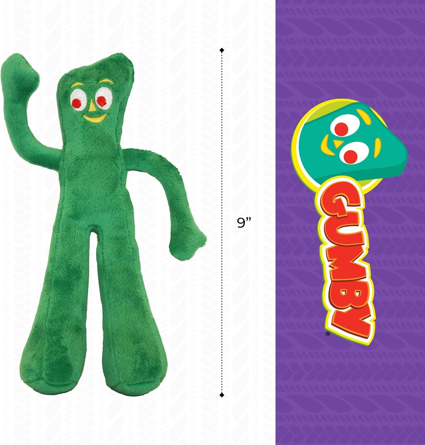 Gumby Dog Plush Toy - Squeaky Toy for All Dogs - Extra Soft Plush W/ Flexible Legs & Arms - Stuffed Animal for Cuddling & Playing - Cute Dog Pet Toy (9", Green)