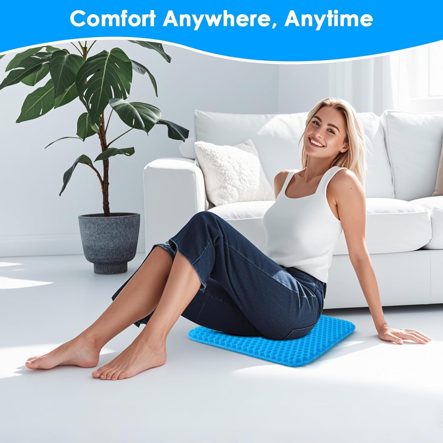 Gel Soft Sitter Cushion, Honeycomb Design Seat Cushions with Cloth Cover, Relieving Back Coccyx Pain Pressure, Ergonomic Design for Seat Pads(42Cm)