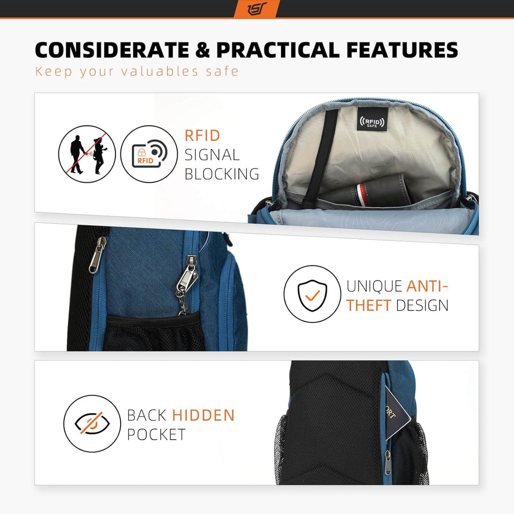 Sling Bag RFID Crossbody Sling Backpack Cross Body Shoulder Bag Travel Hiking Daypack for Women Men