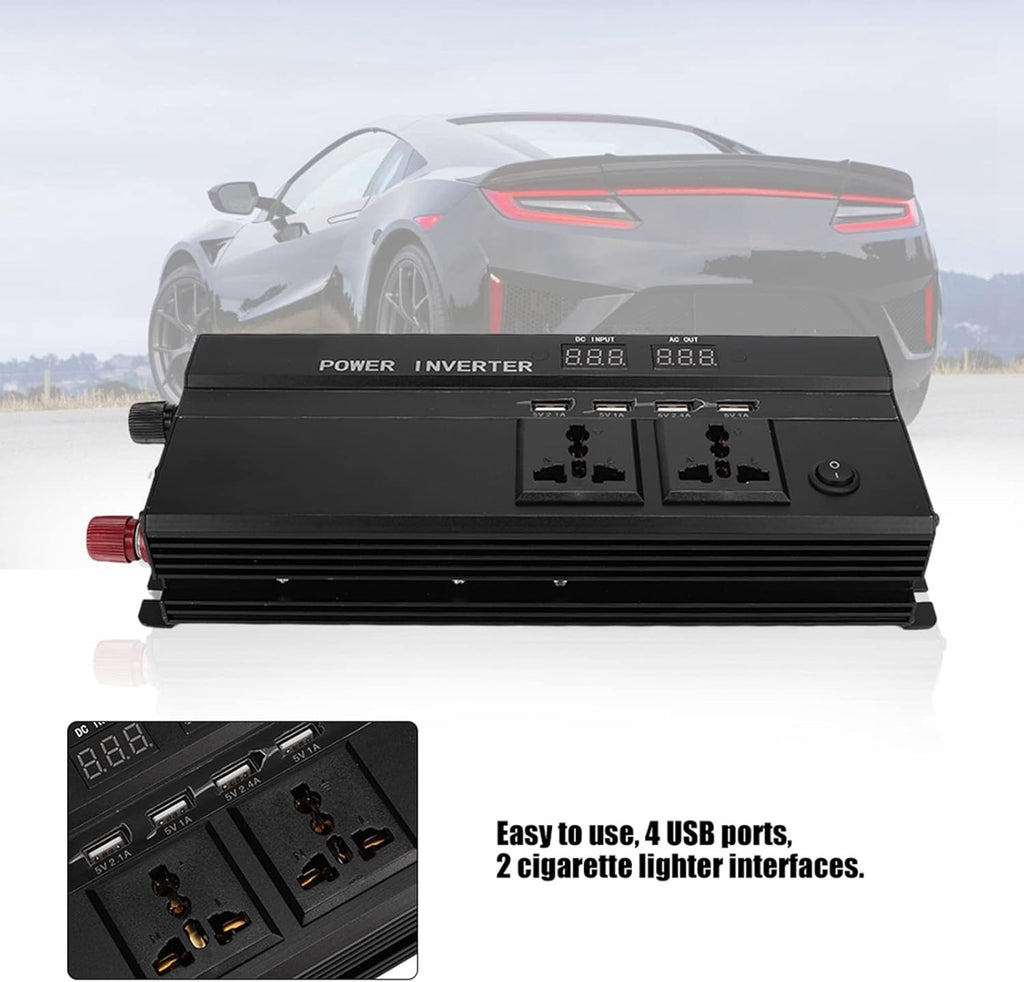 Vehicle Power Inverters, 4000W DC 12/24V to AC 220V LCD Display Car Modified Sine Wave Power Inverter Converter