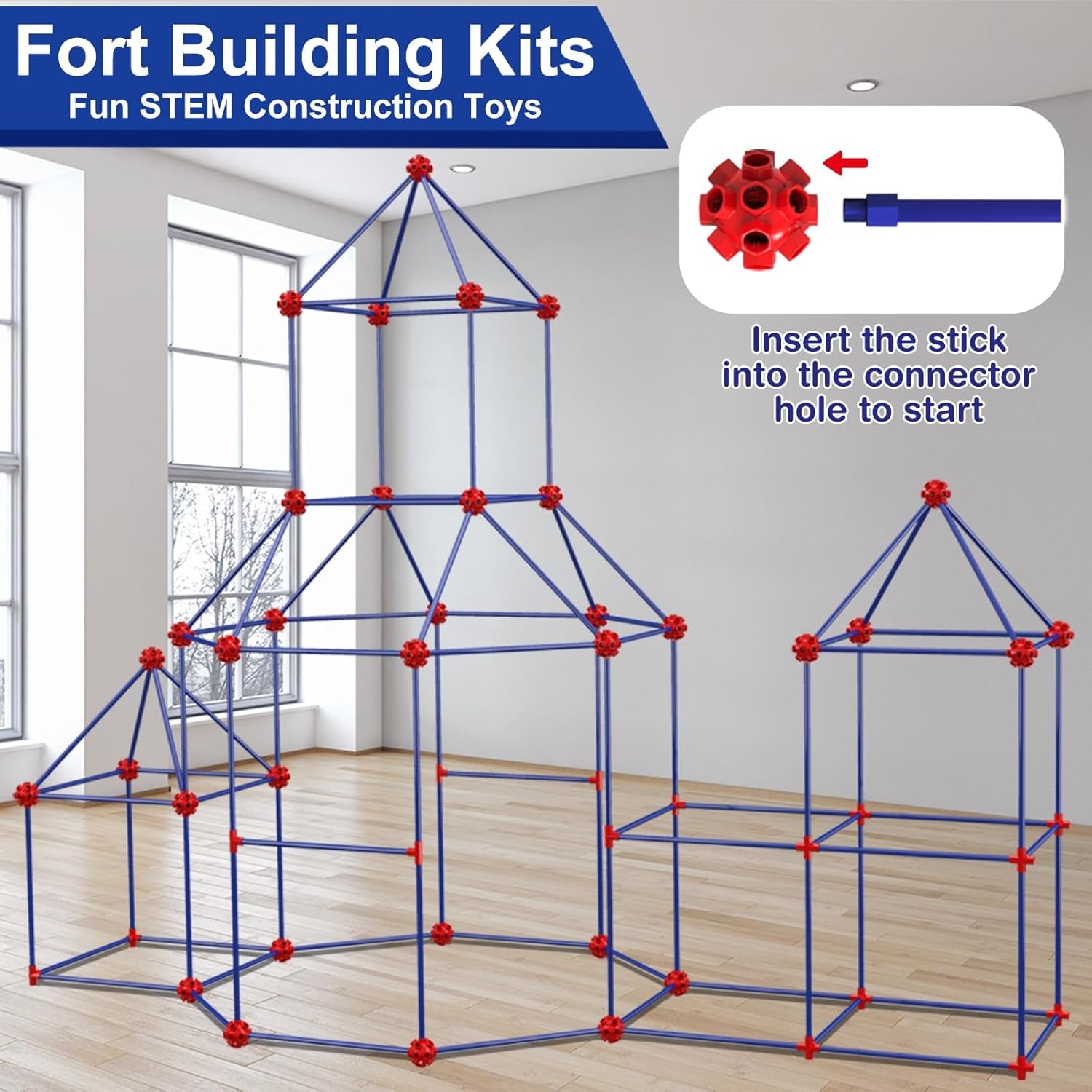 180 Pack Fort Building Kits for Kids Age 4, 5, 6, 7, 8+ Years Old, Creative STEM Building Toys for DIY Castles, Tunnels, Play Tent, Ideal Christmas, Birthday Gifts for Boys & Girls