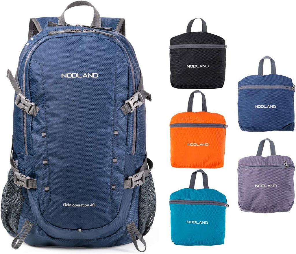 NODLAND Lightweight Backpack Travel 40L Foldable Water-Resistant Daypack, Hiking Outdoor Camping Rucksack for Men Women