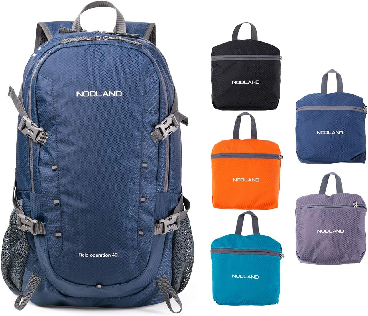 NODLAND Lightweight Backpack Travel 40L Foldable Water-Resistant Daypack, Hiking Outdoor Camping Rucksack for Men Women