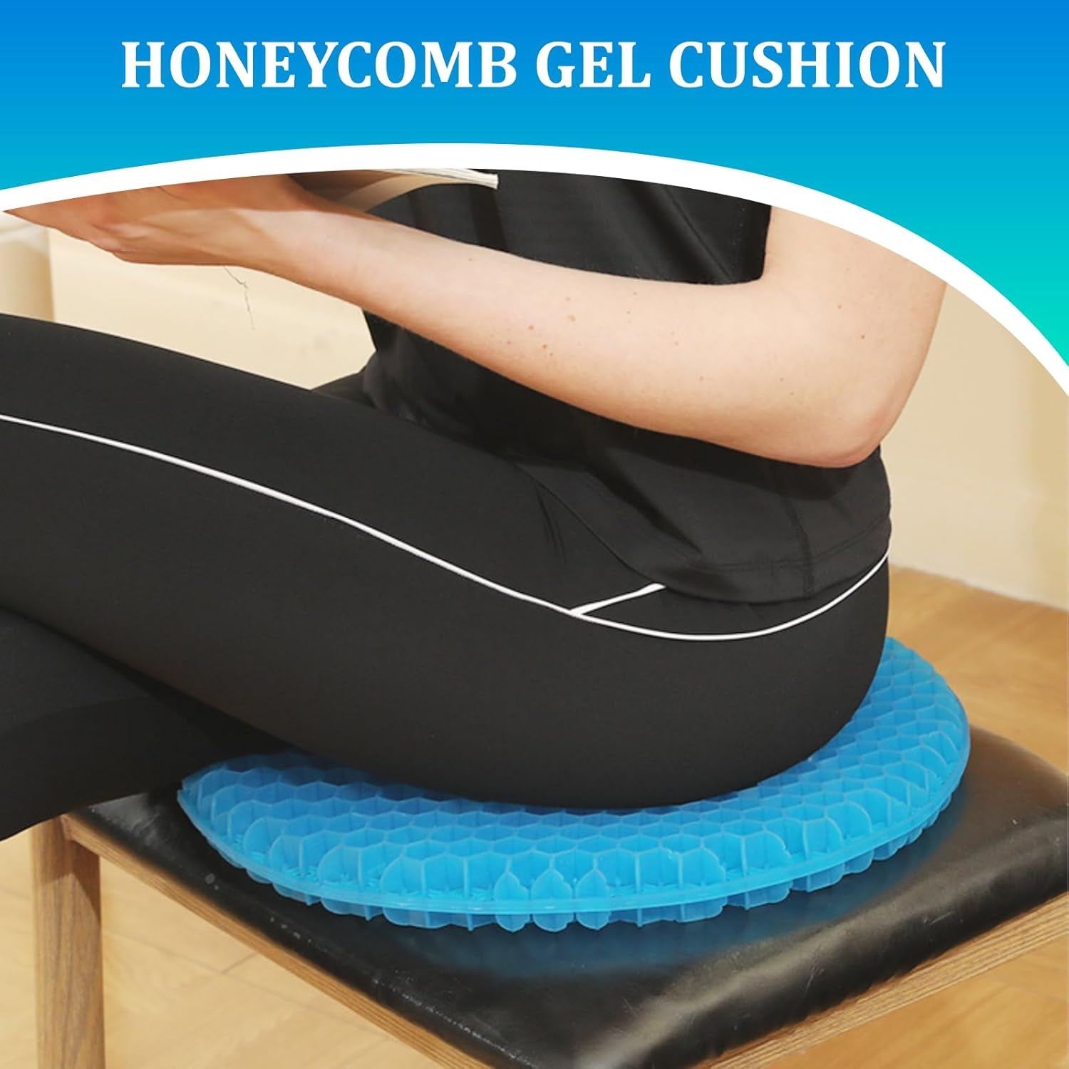 Gel Seat Cushion, round Double Thick Honeycomb Soft Sitter, Breathable Cool Cushions for Office Chair, Car (30 X 30 X 3.5Cm)