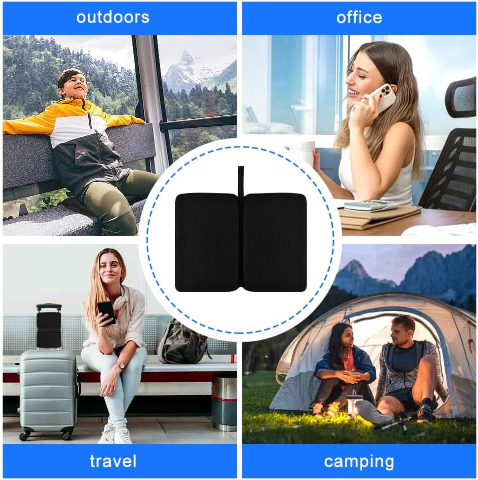 Portable Gel Seat Cushion, Foldable Gel Car Seat Cushion, Thick Gel Seat Cushion for Long Sitting Pressure Relief, Airplane Seats, Camping, Cinema, Garden Benches Seat Cushion(Black)