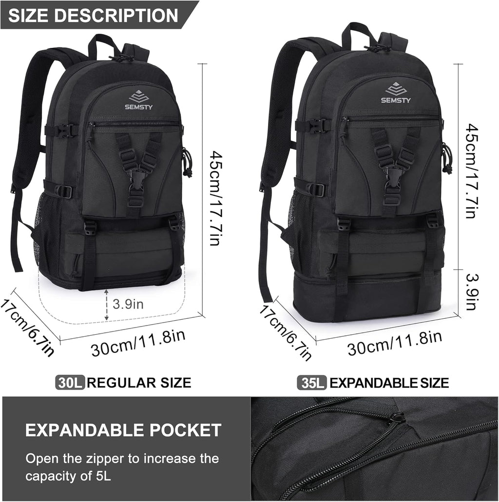 Hiking Backpack, 30L/40L/50L Expandable Hiking Backpack for Men and Women, Travel Backpack Flight Approved