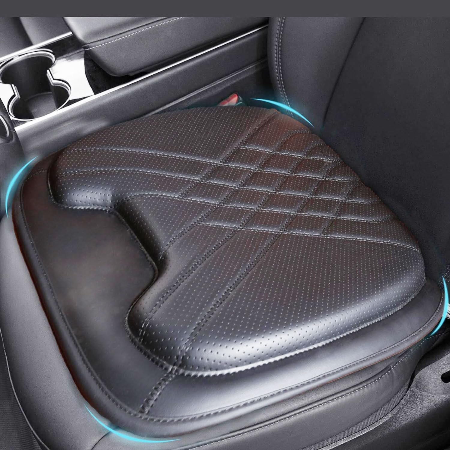 Memory Foam Seat Cushion - 3Cm Height Boost & Coccyx Pain Relief, Breathable Anti-Slip Gel Base for Car/Office Chair, Ergonomic Lumbar Support (Black)