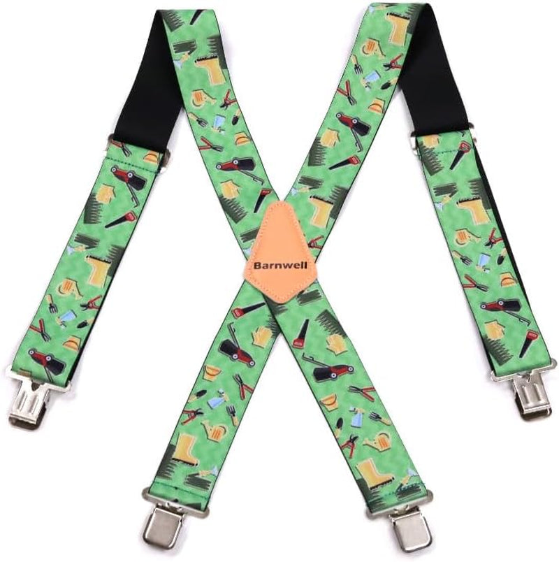 Gardening Trouser Braces Suspenders Heavy Duty Metal Clips 50Mm Wide Adjustable Elastic Work Lawn Mower Spade