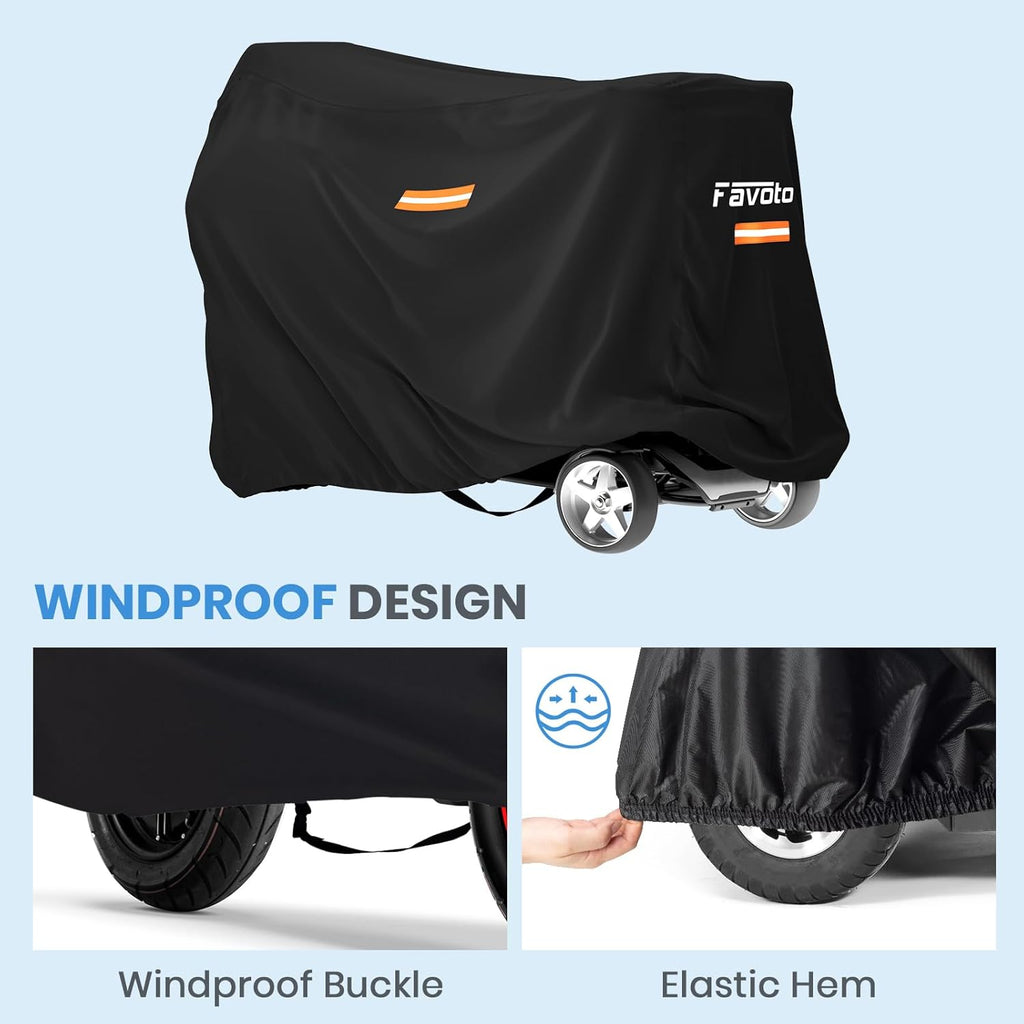 Waterproof Cover for Mobility Scooter,Heavy Duty 210D Oxford Fabric,Mobility Scooter Cover Waterproof Outdoor,Uv Protection for outside Storage,Windproof Buckle and Elastic Hem,67"X24"X46"