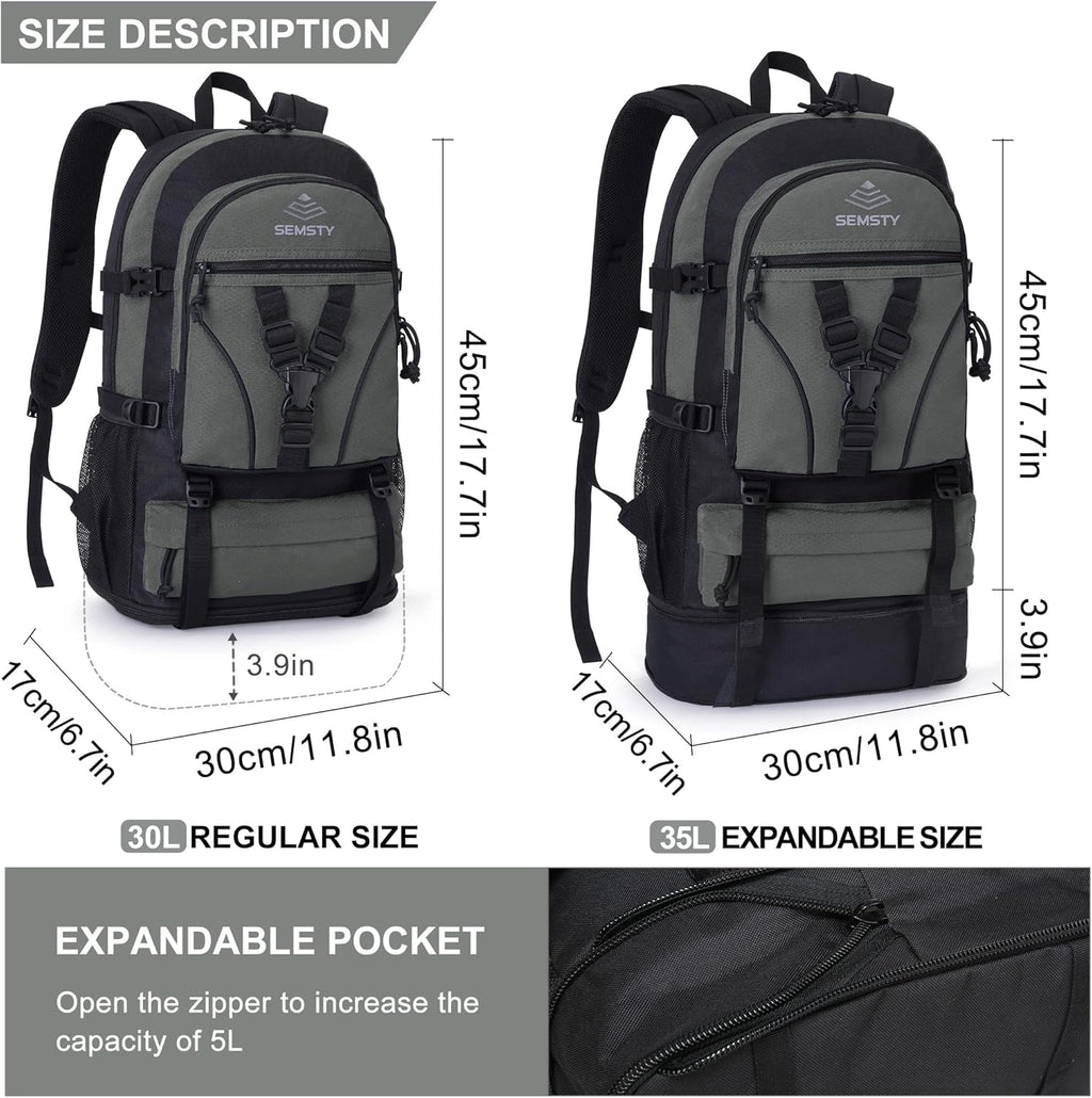 Hiking Backpack, 30L/40L/50L Expandable Hiking Backpack for Men and Women, Travel Backpack Flight Approved