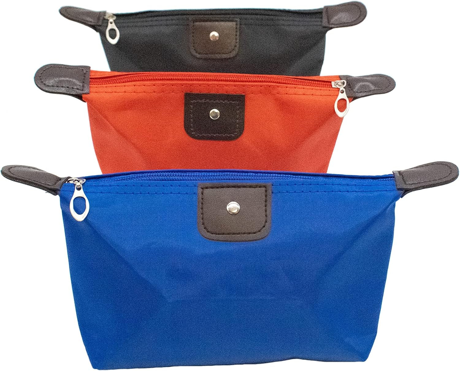 3PCS Small Travel Bag Set – Waterproof Storage and Organiser Pouch for Makeup, Cosmetics, Toiletries, Accessories, Brushes – Bathroom Wash Bags – Royal Blue, Black and Red