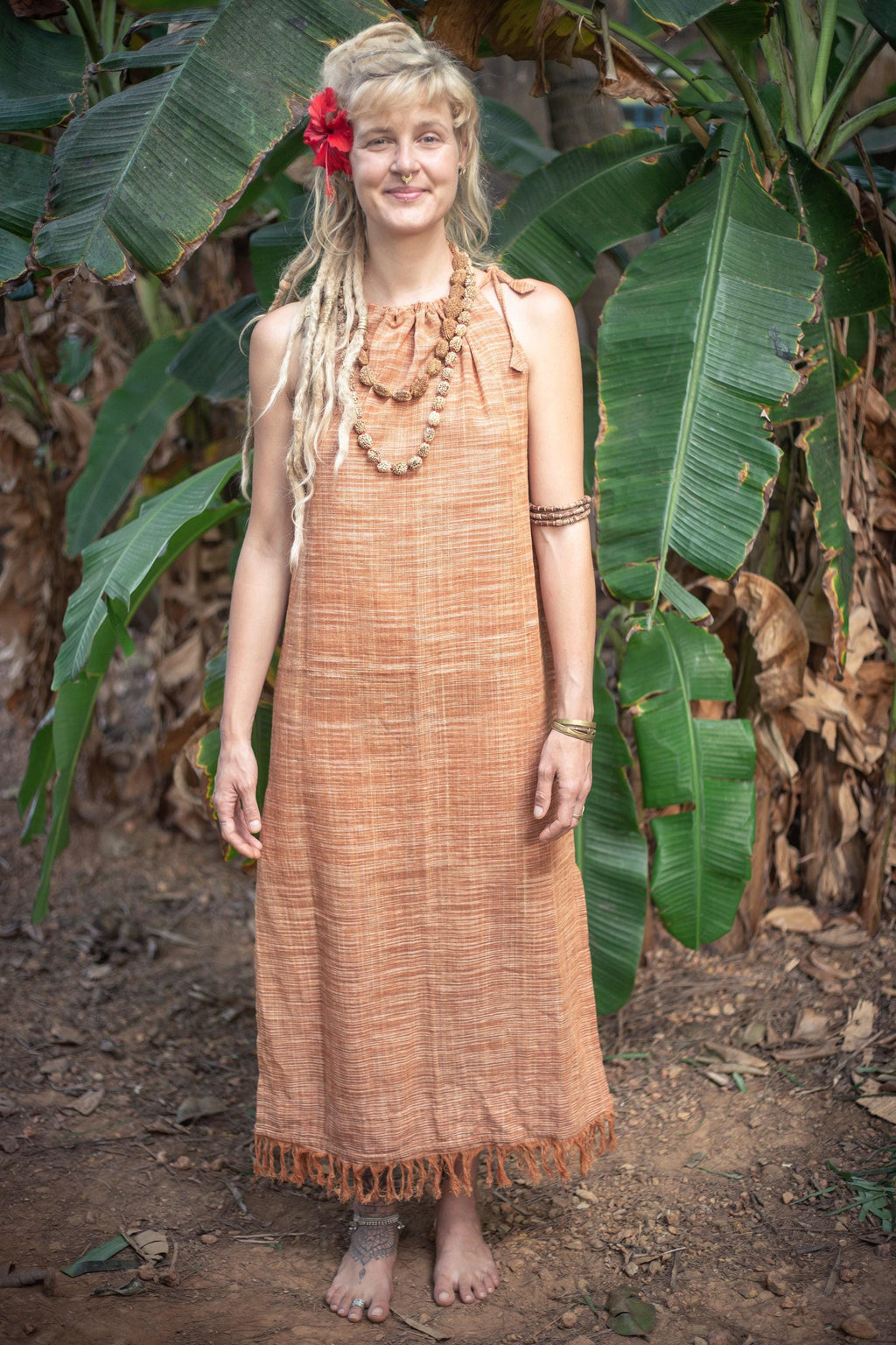 Sleeveless Long Dress ~ Khadi Cotton ~